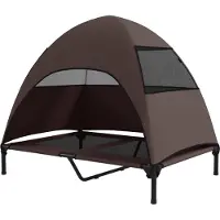 Fortuna Lai Hundeliege Outdoor mit Dach, Erhöhtes Hundebett für Große Hunde, 106 x 76 x 99 cm, Kaffee