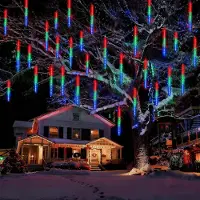 Lapamax Meteorschauer lichterkette Innen, 288LED Meteorschauer Lichter IP65, 7V Weihnachtsbeleuchtung Deko für Fenster Baum Garten, Bunt