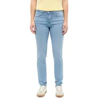 Mustang Slim-fit-Jeans "Damen Style Shelby Slim", Damen, Gr. 27, Länge 34, blau (302 mittelblau), Denim/Jeans, 82% Baumwolle, 16% Polyester, 2% Elasthan, unifarben, slim fit, Jeans Slim-fit-Jeans