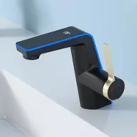 StarTech.com Waschbeckenarmatur Badezimmer - LED Wasserhahn mit Temperaturanzeige - 2 Strahlarten - Warm/Kalt Mischer - Einhebel Einloch Deckmontage - Schwarz