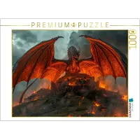 CALVENDO Puzzle: Ein Drache bedroht das Königreich des Königs | 1000 Teile, fertige Größe: 64 x 48 cm | Fotopuzzle für entspannte Stunden