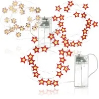 COM-FOUR® 3x LED Lichterkette mit Timer - energiesparende Weihnachtsbeleuchtung - Lichterketten mit je 20 LED - Designelemente aus Holz - Weihnachtdekoration für Innen