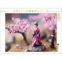 CALVENDO Puzzle Geisha zur Kirschblüte - in Miniatur | 1000 Teile Lege-Größe 64 × 48 cm Foto-Puzzle für glückliche Stunden