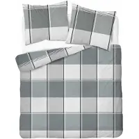 Detexpol Bettwäsche, Satinbettwäsche, 100 % Baumwolle, hohe Qualität 200x220 5777b Graues Karomuster