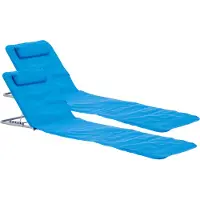 En.casa Strandmatte ’Cellorigo’ 2er Set mit verstellbarer Rückenlehne klappbar Stahlrahmen 160 x 49 cm Blau