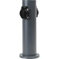 Grafner Edelstahl Design Gartensteckdose mit 2 Steckdosen, 3600 Watt, IP44, rund, anthrazit, KEIN ROST – Pulver-Beschichtung, Energiesäule Metall Mehrfach Außen Steckdose Säule 2-Fach schwarz lackiert