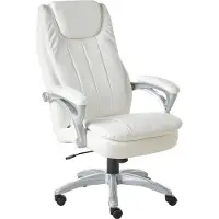 Beliani Chefsessel Cremeweiß Kunstleder Gepolstert Höhenverstellung Drehbar Neigungsfunktion Ergonomische Form Bürostuhl Bürosessel