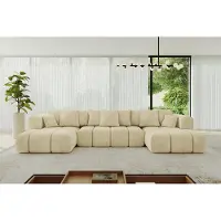 ALTDECOR Ecksofa in U-Form mit Schlaffunktion und Bettkasten CLOUD-U-v1 405x185x90 Beige - Corner Sofa Bett Eckcouch Couch L-Form Schlafcouch Ausziehbar Wohnlandschaft Schlafsofa Cauchsofa
