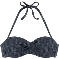 Elbsand Bügel-Bandeau-Bikini-Top "Letra", Damen, Gr. 42, Cup B, schwarz, Recycling-Polyamid, bedruckt, Bikini-Oberteile Bügel-Bandeau-Bikini-Top, mit tollem Wording