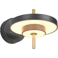 TRIO LED-Wandlampe Keaton, schwarz/goldfarben Ø 20 cm Metall, CCT