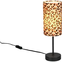 Reality Tischleuchte mit Leoparden-Muster, Stoffschirm, 36,5 cm hoch, E14-Fassung
