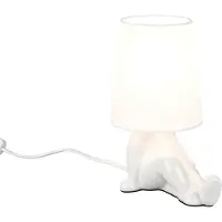 Reality Tischleuchte Huma, weiß, Höhe 25 cm, Textil/Keramik, E14