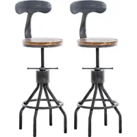 BellaFurn 2-teiliges industrielles Bartafelset – Bistro-Set – verstellbarer Komfort und stabiles Gestell | Farbe: Antiksilber