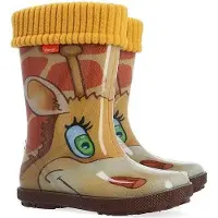 Demar Kinder Gummistiefel Gefüttert Regenstiefel mit Einlage Giraffe Reflektiernd 20/21