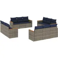 Syfax 12-teiliges Gartensofa-Set mit Kissen, grau, Polyrattan