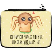 Mr. & Mrs. Panda Schlampermäppchen Spinne Agathe Sandwich - Gelb Pastell - Geschenk, Verfressen, Alles Wird gut, Lebensfreude, Federmäppchen, Etui, Bleistiftetui, Glück