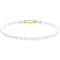 Tamaris Armband "Pearl Charms", gold (gelbgoldfarben, weiß), Armbänder, Damen, 18cm, Edelstahl Perlen, Edelstahl, Perlen, Armband, mit Glasperle