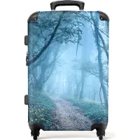 NoBoringSuitcases.com Großer Koffer - Pfad - Bäume - Natur - Wald - Nebel - Kombinationsschloss TSA - Hartschalen Trolley 4 Rollen - 72 liter - Reisekoffer - 66 cmKoffer Mittelgroß 67x43x25 cm, 72L,