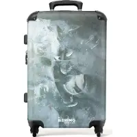 NoBoringSuitcases.com Großer Koffer - Grün - Abstrakt - Weiß - Kunst - Kombinationsschloss TSA - Hartschalen Trolley 4 Rollen - 72 liter - Reisekoffer - 66 cmKoffer Mittelgroß 67x43x25 cm, 72L,