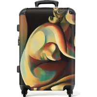 NoBoringSuitcases.com Großer Koffer - Frau - Porträt - Kunst - Abstrakt - Kombinationsschloss TSA - Hartschalen Trolley 4 Rollen - 72 liter - Reisekoffer - 66 cmKoffer Mittelgroß 67x43x25 cm, 72L,