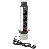 GTV Einbau-Splitter 3 Steckdosen Mit Kabel Silber