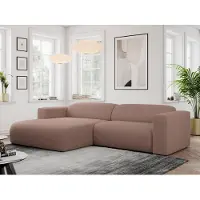 MKS Meble Ecksofa, Sofa L-Form, Wohnlandschaft L-Form, Modern Design Couch, Sofagarnitur, Couchgarnitur, Polsterecke - PASADENA -Rosa Boucle - links seite