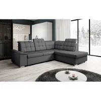 Generisch Ecksofa L-form OLIVIA L Farbe Dunkelgrau Cloud 97 Ecke mit Schlaffunktion verstellbare Kopfstützen Bettkasten Wohnlandschaft Ecksofa