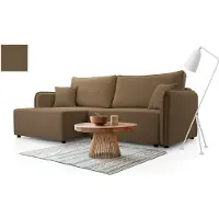 Bettso Stilvolles dunkelbraunes Ecksofa AURORA mit Schlaffunktion und Bettzeugablage für das Wohnzimmer Links