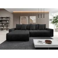 Generisch Ecksofa PIANO L-form Polsterecke mit Schlaffunktion und Bettkasten, Farbe Schwarz Monolith 95, Couchgarnitur, Sofagarnitur, Schlafsofa, Wohnzimmer sofa