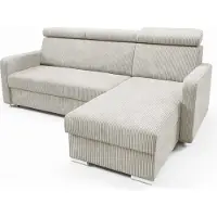 LIKMA Beige Ecksofa Mako 213x165 cm mit Schlaffunktion (190x125 cm) Eckcouch mit Bettkasten und Verstellbare Kopfstützen Wohnlandschaft