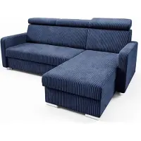 LIKMA Marineblau Ecksofa Mako 213x165 cm mit Schlaffunktion (190x125 cm) Eckcouch mit Bettkasten und Verstellbare Kopfstützen Wohnlandschaft