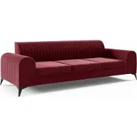 LIKMA Rot 3 Sitzer Samt Sofa Elsa 234x77x93 cm 3-er Couchgarnitur Hydrophobe Beschichtung Velvet Moderne Wohnzimmer Couch Velours Glamour Design Stoff Fresh 08