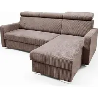 LIKMA Braun Ecksofa Mako 213x165 cm mit Schlaffunktion (190x125 cm) Eckcouch mit Bettkasten und Verstellbare Kopfstützen Wohnlandschaft