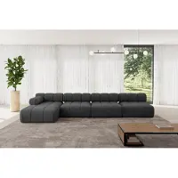 ALTDECOR Modulares Sofa Ecksofa in L-Form - Razon-L3 - 380x160x70 cm Schwarz Corner modular Sofa Eckcouch Couch Wohnlandschaft Cauchsofa Polstersofa