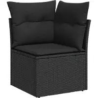 vidaXL 8-tlg. Garten-Sofagarnitur mit Kissen Schwarz Poly Rattan