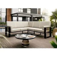 Beautysofa | VERDINO Gartenecke Grau – Garten Lounge Ecke wetterfest mit Metallrahmen, Outdoor Ecksofa, SIMAX 03