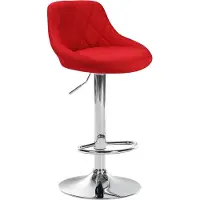 BellaFurn Moderner Barhocker aus Stoff – Luxushocker – 360° drehbar mit Gaslift | Farbe: Rot | Grundfarbe: Chrom
