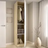 Dmora Calvert - Kleiderschrank 1 Tür, Weiß, Kleiderhaken