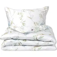 Markenlos Satin Bettwäsche Set 220x200 EXKLUSIV Bright Floral Spring in Grüntönen