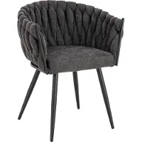 HOME DELUXE Esszimmerstuhl AYLA – Dunkelgrau, gewebt (1er Set) | Moderner Stoffstuhl für Esszimmer & Küche