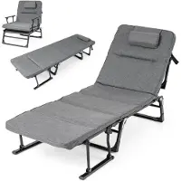 Costway Sonnenliege klappbar, 3in1 Gartenliege mit Auflage, Kopfstütze & verstellbarer Rückenlehne, Liegestuhl Campingliege bis 200kg 185x60,5x38cm