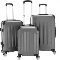 FCH Hartschalenkoffer Reisekoffer-Set Koffer-Set Trolley-Set 3 Stk. ABS Dunkelgrau