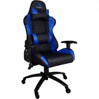 Deep Gaming Deep Command II, PC-Gamingstuhl, Gepolsterter Sitz, Gepolsterte Rückenlehne, Schwarz/Blau, Nylon, Schwarz