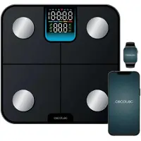 Cecotec Surface Precision HealthySmart, Elektronische Personenwaage, 180 kg, Schwarz, kg, lb, Quadratisch, Gehärtetes Glas