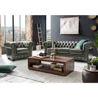 Woodkings Chesterfield Sofa Garnitur antik grün