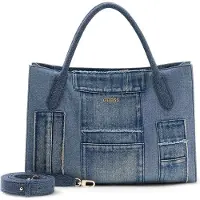 GUESS Jodi Handtasche aus Denim, Multi, mit Reißverschluss, B35 x H24 x T11 cm