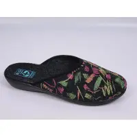 Adanex Damenpantoffeln DIANA 29865, dunkelgrau mit Neonmuster