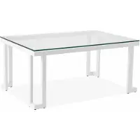Konsimo GARTENTISCH gehärtetes Glas "TRIGLO" Weiß, Stahl/gehärtetes Glas, Modern, 90x41x60 cm