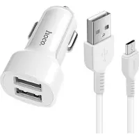 Hoco Z2A KFZ-Ladegerät + Micro USB Kabel Auto Stecker mit 2x USB 2.4A für Zigarettenanzünder