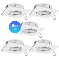 Heitronic Einbaustrahler GU5.3, 5er Set max. 7W LED, 35 W Halogen, 12 V Aluminium in Weiß
